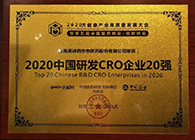 【美·记闻】豪门国际官网荣获2020中国研发CRO企业20强